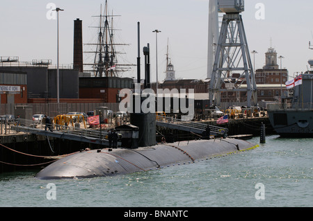 USS Boise ein Los Angeles nukleare powered Angriff u-Boot neben Besuch Portsmouth Naval Dockyard England UK Stockfoto