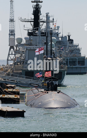 USS Boise ein Los Angeles nukleare powered Angriff u-Boot neben Besuch Portsmouth Naval Dockyard England UK Stockfoto