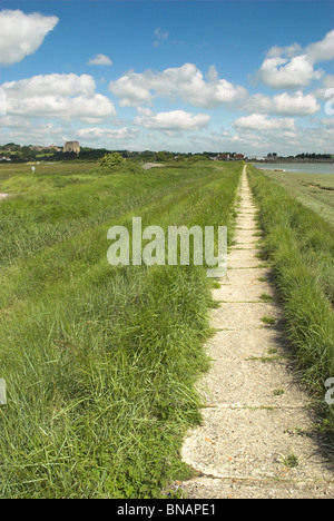 Riverside-Wanderweg entlang der Ufer des Fluss Adur, Shoreham-by-Sea, West Sussex, England. Stockfoto