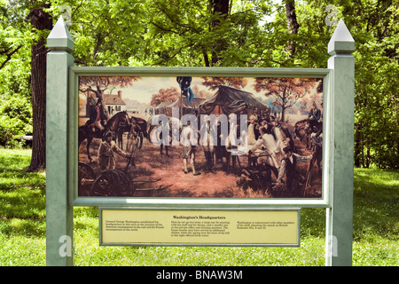 Dieses Zeichen kennzeichnet das Hauptquartier von General George Washington bei Yorktown Battlefield in Colonial National Historical Park in Yorktown, Virginia, USA. Stockfoto
