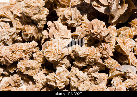 Wüste Rosen aus versteinertem Sand zum Verkauf auf dem Markt in Houmt Souk, Djerba, Tunesien Stockfoto