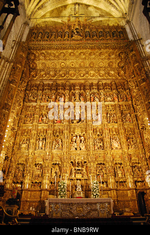 Kathedrale. Die Welten größte Altar, Sevilla, Provinz Sevilla, Andalusien, Spanien, Westeuropa. Stockfoto