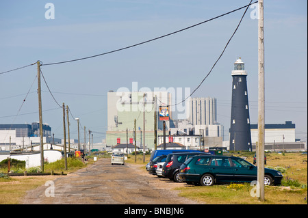 Atomkraftwerk und industrielle Landschaft, Dungeness, Kent, Großbritannien Stockfoto