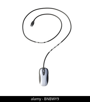 Fragezeichen Kabel Maus Usb 3d illustration Stockfoto