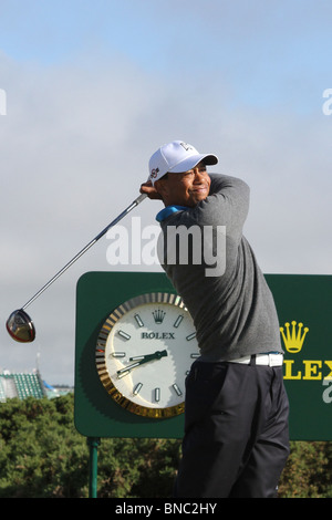 Eldrick Tont "Tiger" Woods ist ein amerikanischer professioneller Golfspieler, der zu den erfolgreichsten Golfspielern aller Zeit ist, an der British Open Golf in St. Andrews, Schottland, Großbritannien, Juli 2010 Stockfoto