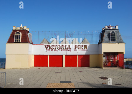 verfallene Colwyn bay Victoria Pier verfallene Ruine viktorianischen Colwyn Bay Wales Walisisch uk Großbritannien Erbe Geschichte am Meer Architektur Stockfoto