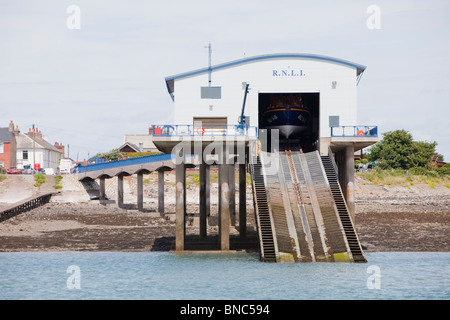 Die RNLI-Rettungsboot Start-Station auf Roa Island, Barrow in Furness, Cumbria, UK. Stockfoto