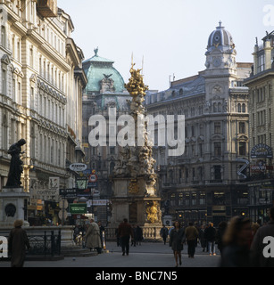 Pestsaule Graben, Wien, Österreich. Spalte zum Gedenken an Wiens Befreiung von der Pest, die im Jahre 1679 geschlagen hatte Stockfoto