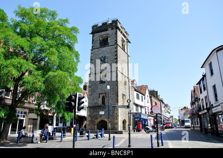 15. Jahrhundert Uhrturm, High Street, St. Albans, Hertfordshire, England, Vereinigtes Königreich Stockfoto