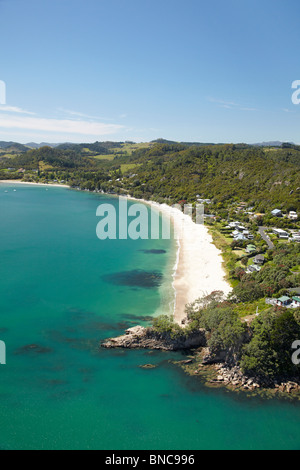 Flaxmill Bay und Whakapenui Punkt, Whitianga, Coromandel Peninsula, North Island, Neuseeland - Antenne Stockfoto