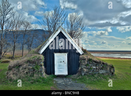 Historial Kirche an Nupsstadur, Island Stockfoto