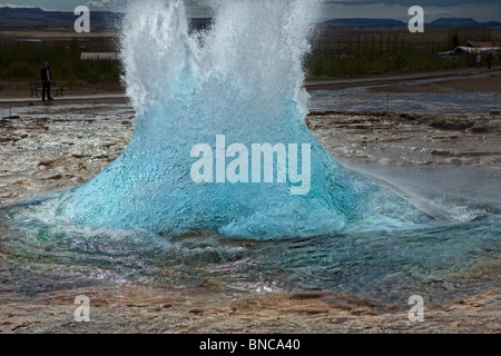 Strokkur Geysir, ausbrechen, Island, Stockfoto