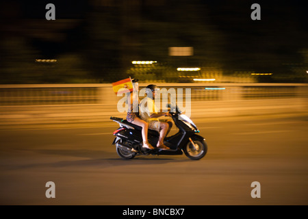 España, el Campeón Del Mundo - Spanien Weltmeister - spanische Fans Barcelona FIFA 2010 Stockfoto