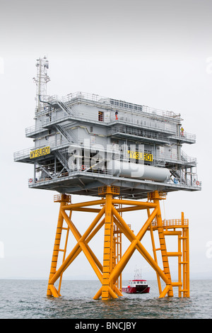 Dong Energy Bau der neuen Walney off Shore Windpark mit Umspannwerk. Stockfoto