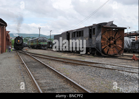 Kanadische nationale #3254, Long Island Railroad Rotary Schneepflug #193, Steamtown National Historic Site, Scranton, PA 100710 35626 Stockfoto