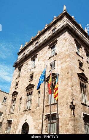 Gotischer Palast Palau De La Generalitat, derzeit genutzt als Sitz der Regionalregierung in Valencia, Spanien Stockfoto