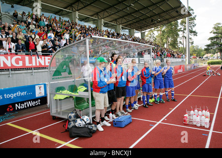 Aland Bank Frauen Fußball Finale NatWest Island Games 2009 Åland 2-0 Gotland in Wiklöf Holding Arena Mariehamn, 4. Juli 2009 Stockfoto