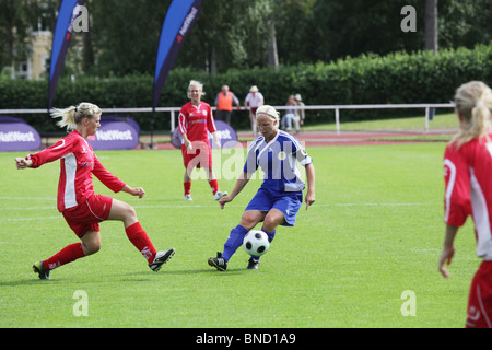 Frauen Fußball Finale NatWest Island Games 2009 Åland 2-0 Gotland in Wiklöf Holding Arena Mariehamn, 4. Juli 2009 Stockfoto