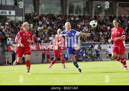 Ziel Frauen Fußball Finale NatWest Island Games 2009 Åland 2-0 Gotland in Wiklöf Holding Arena Mariehamn, 4. Juli 2009 Stockfoto