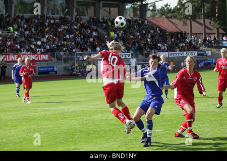 Frauen Fußball Finale NatWest Island Games 2009 Åland 2-0 Gotland in Wiklöf Holding Arena Mariehamn, 4. Juli 2009 Stockfoto