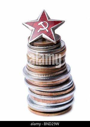 Konzeptbild über zwei wichtigsten ideologischen Symbole in der menschlichen Geschichte des 20. Jahrhunderts. Stockfoto