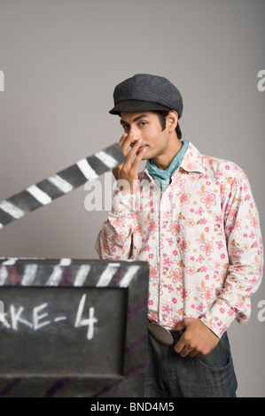 Porträt eines Schauspielers Dev Anand auf einem Film porträtiert Stockfoto