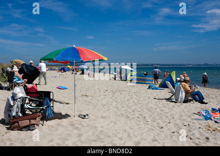 Studland Beach-Szene im Sommer, Isle of Purbeck, Dorset, Großbritannien Stockfoto