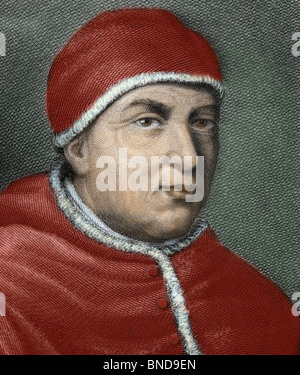 Leo X (1475-1521). Florentiner Papst (1513-21), namens Giovanni de ' Medici. Sohn von Lorenzo de ' Medici, dem prächtigen. Gravur. Stockfoto