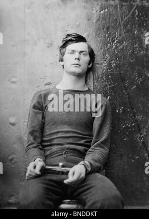 Verschwörer Lewis Powell in Eisen nach der Ermordung von US-Präsident Abraham Lincoln im April 1865 - Powell wurde später aufgehängt. Stockfoto