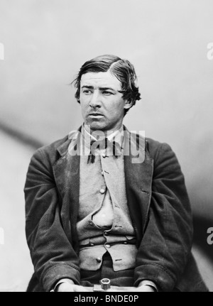 Verschwörer David Herold in Eisen nach der Ermordung von US-Präsident Abraham Lincoln im April 1865 - Herold wurde später aufgehängt. Stockfoto