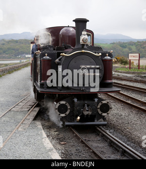 Dampflok auf der historischen Festiniog Railway Porthmadog. Stockfoto