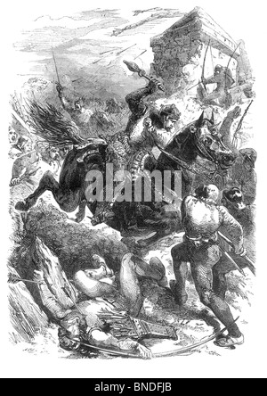Schwarz und weiß-Abbildung von König Edward i. von England in der Schlacht von Berwick 1296 Stockfoto