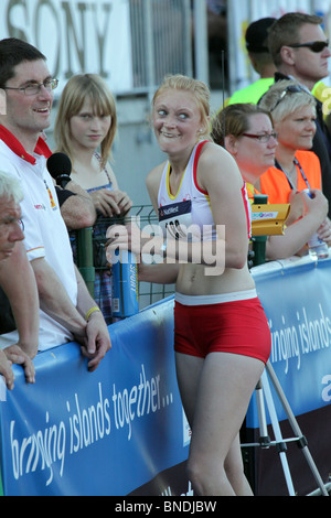 Harriet Pryke Silber IoM beenden Frauen 200m bei Natwest Island Games 2009, 3. Juli 2009 Stockfoto