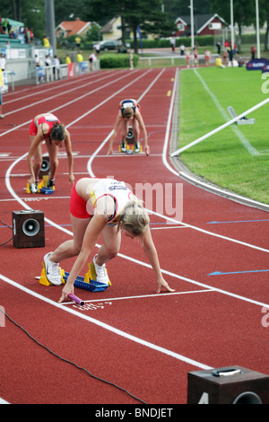 Isle Of Man Gewinner beginnen die Frauen 4x100m Staffel bei Natwest Island Games 2009, 3. Juli 2009 Stockfoto