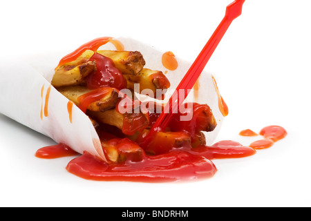 Pommes Frites mit ketchup Stockfoto