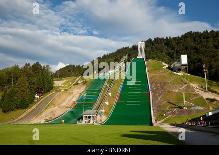 Website von 1936 Olympischen Winterspiele, Sprungschanzen in Garmisch-Partenkirchen im Sommer 2009 Bayern Deutschland Stockfoto