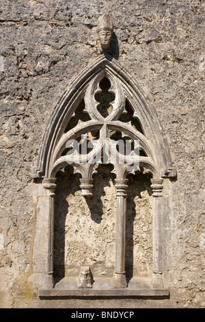 Geschnitzten Kopf Bischof Kilfenora Kirche Burren Irland Stockfoto