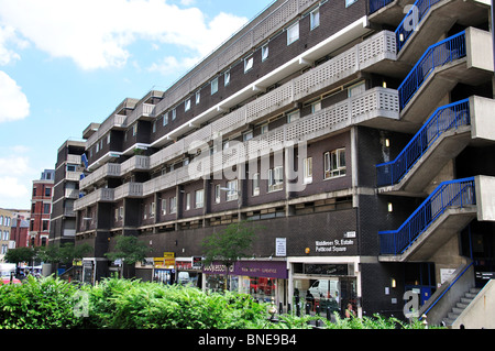 Middlesex Street Immobilien, Petticoat Square, Spitalfields, im Londoner Stadtteil Tower Hamlets, London, England, Vereinigtes Königreich Stockfoto