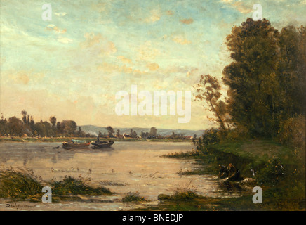 Sommermorgen auf der Oise, Daubigny, Charles Francois (1817-1878/Französisch) Stockfoto