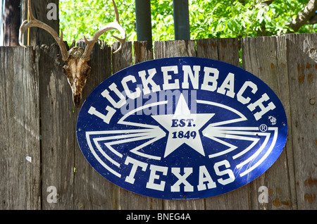 Schild-Luckenbach, Texas Hill Country USA Stockfoto