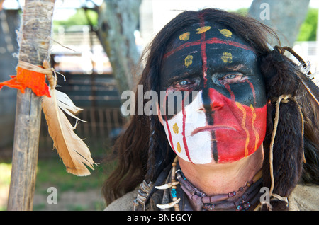 Porträt der Indianer im Krieg Farben In Texas, Nordamerika, Vereinigte Staaten Stockfoto