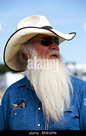 Texas Cowboy mit langen grauen Bart, Texas, USA Stockfoto