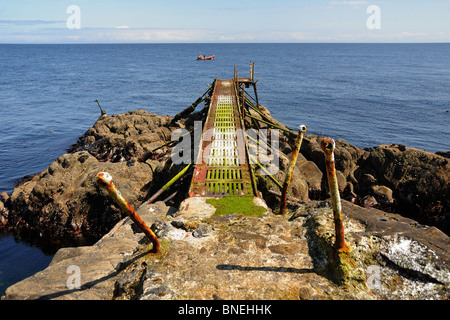 Der alten Steganlage, Skerryvore Leuchtturm (11 Meilen SW Tiree), Atlantik, Schottland Stockfoto