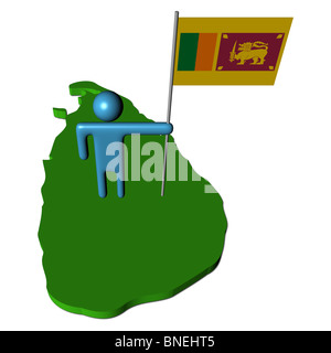 abstrakte Person mit Flagge auf Sri Lanka Karte Abbildung Stockfoto