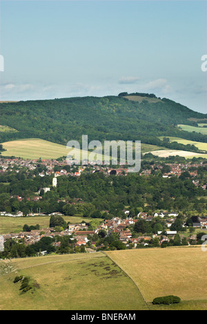 Ein Blick auf Chanctonbury Ring in den South Downs National Park. Stockfoto