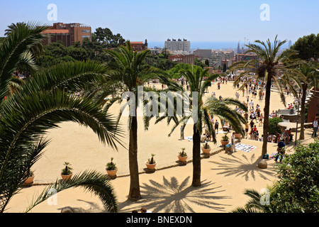 Park Güell, entworfen von katalanischen Architekten Antoni Gaudí, erbaut 1900 bis 1914. Barcelona-Katalonien-Spanien Stockfoto