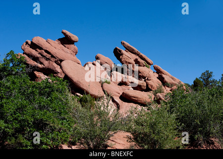 Felsformation im Garten der Götter Colorado Springs Stockfoto