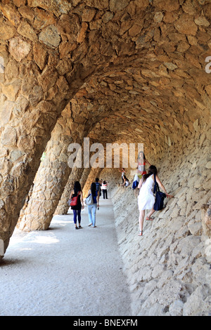 Park Güell, entworfen von katalanischen Architekten Antoni Gaudí, erbaut 1900 bis 1914. Barcelona-Katalonien-Spanien Stockfoto