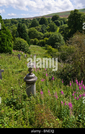 Überwucherten Friedhof neben dem World Heritage Centre in Blaenavon Torfaen South Wales Valleys UK Stockfoto