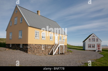 Traditionelle 19. Jahrhundert beherbergt, Glaumbaer, Island Stockfoto